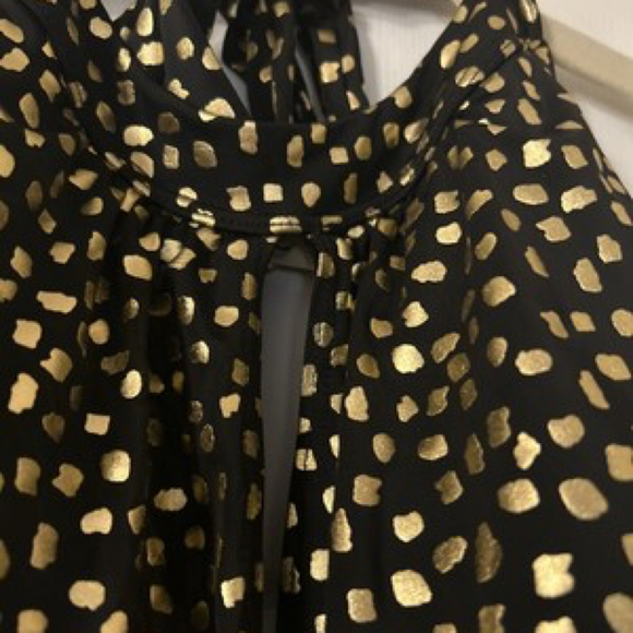 Black Gold Blouson One Piece Halter Swimsuit Plus Size 24 - Picture 3 of 6